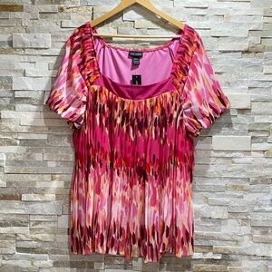 Lane Bryant Chiffon Pleated Pink Blouse 22/24